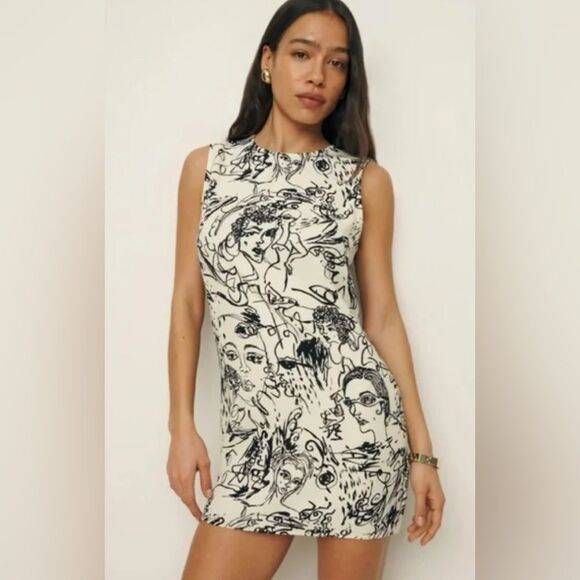 Reformation Black and White Artistic Mini Dress - Picture 1 of 6
